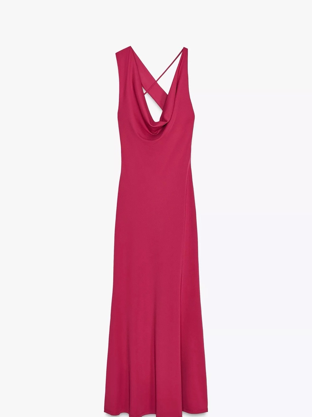 Zara Pink Draped Backless Cowl Neck Flowy Gown Dress Size S Strappy Sleeveless